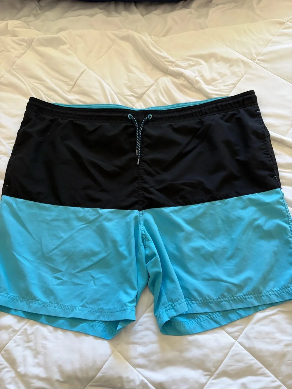 George Black and Aqua Colorblock Swim Trunks